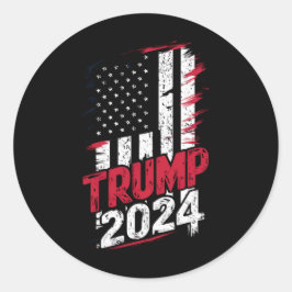 Pegatina Redonda Elección TRUMP 2024 USA Bandera Vintage