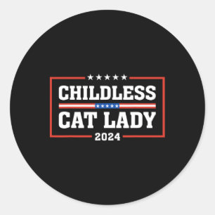 Pegatina Redonda Elecciones 2024 P de la Señora del Gato Sin Niños