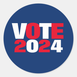 Pegatina Redonda Elecciones de 2024 en rojo, blanco y azul