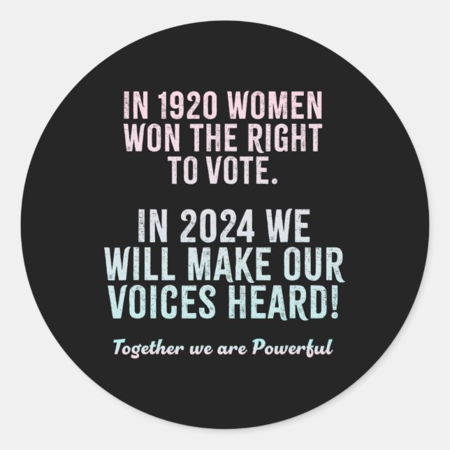 Pegatina Redonda Elecciones de sufragio 2024 de sufragista femenina (Anverso)
