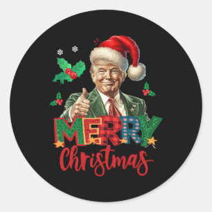 Pegatina Redonda Elecciones de Trump 2024 Feliz Navidad Graciosa T