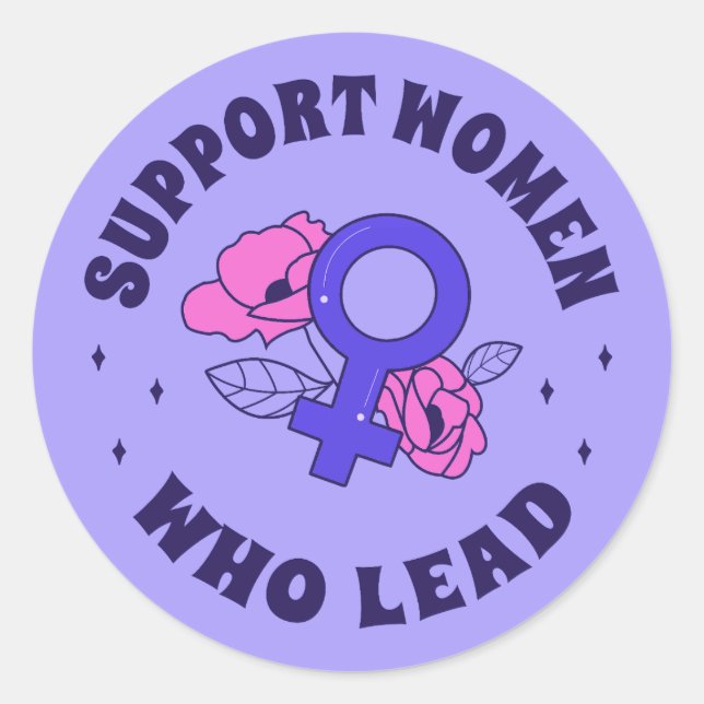 Pegatina Redonda Elecciones feministas - Apoyar a las mujeres que l (Anverso)