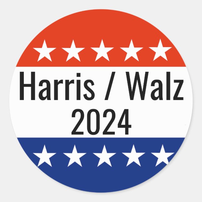 Pegatina Redonda Elecciones Harris Walz 2024 (Anverso)