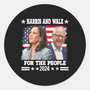 Pegatina Redonda Elecciones Walz 2024 Kamala Harris Tim Waltz