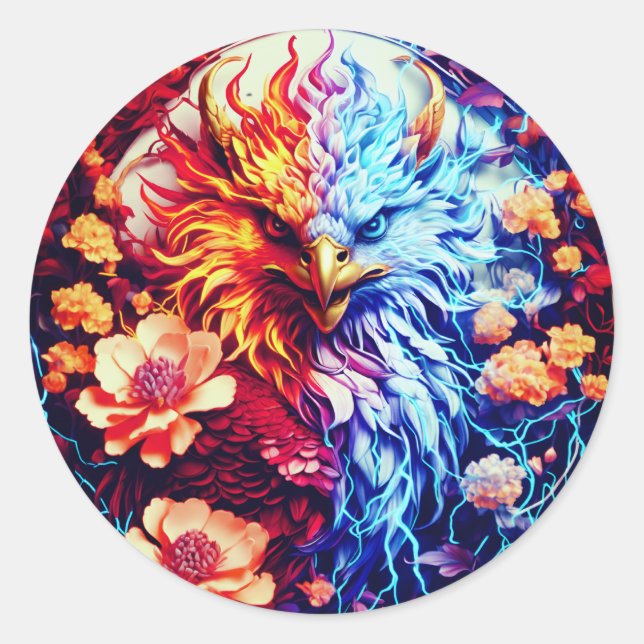 Pegatina Redonda Electric Neon Eagle Sticker (Anverso)
