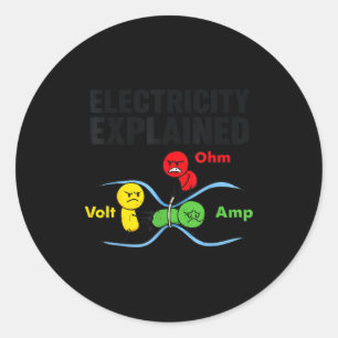 Pegatina Redonda Electricidad Explicada Divertida Humor Geek Física