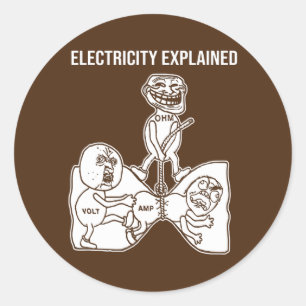 Pegatina Redonda Electricidad Explicada Física Nerd