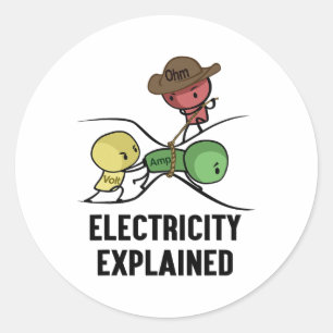 Pegatina Redonda Electricidad Explicada Regalo de Físico I Profesor