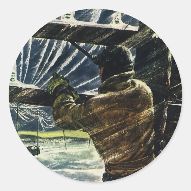 Pegatina Redonda Electricista de negocios ventilado trabajando en t (Anverso)