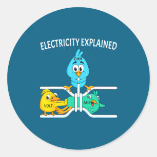 Pegatina Redonda Electricista Divertido Para Hombres Mujeres Electr