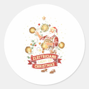 Pegatina Redonda Electricista Ilumina La Navidad Divertido Papá Pad