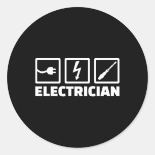 Pegatina Redonda Electricista negro pequeño