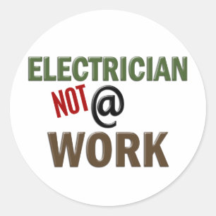 Pegatina Redonda Electricista NO En Trabajo