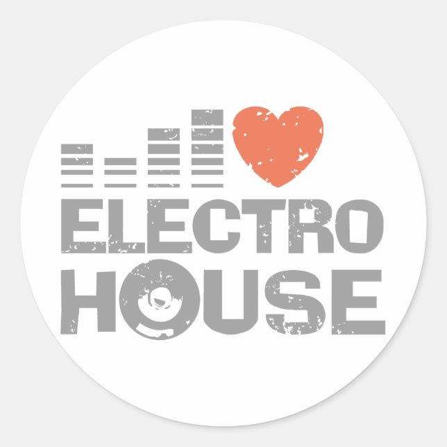 Pegatina Redonda Electro House (Anverso)