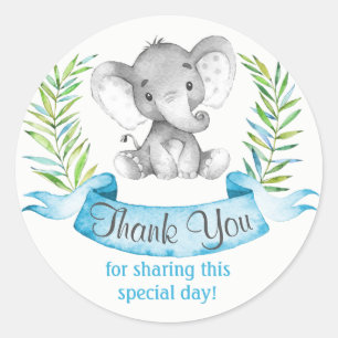 Pegatina Redonda Elefante acuático gracias