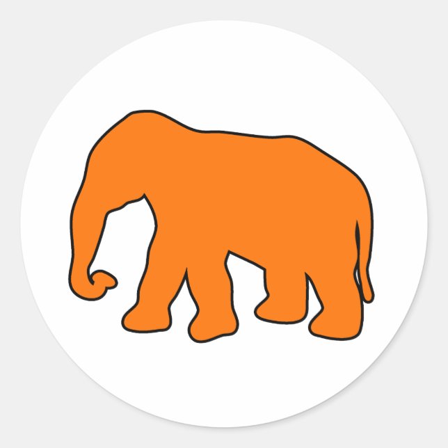 Pegatina Redonda Elefante africano, silueta, marfil, dumbo (Anverso)