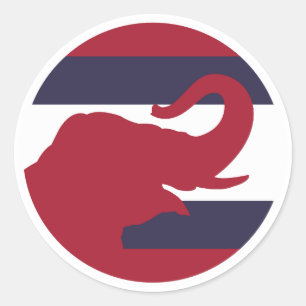 Pegatina Redonda Elefante asiático Bandera nacional tailandesa