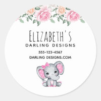 Elefante bebé rosa y Rosas en la frontera