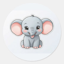 Elefante bebé sonriente con mejillas Rubor, kawaii