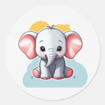 Elefante bebé sonriente con mejillas Rubor, kawaii