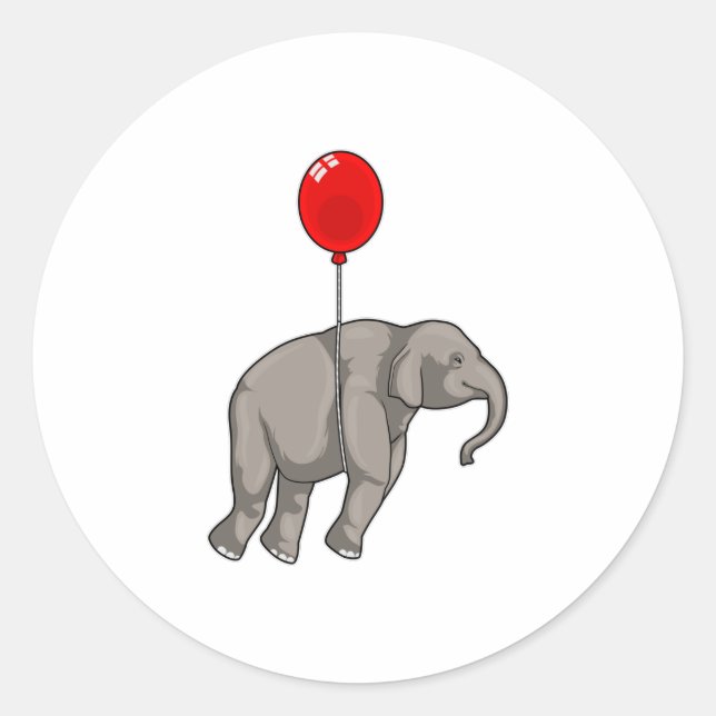 Pegatina Redonda Elefante con globo (Anverso)