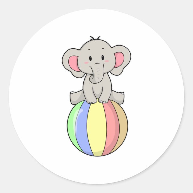 Pegatina Redonda Elefante con globo (Anverso)