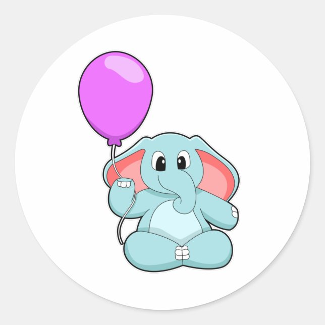 Pegatina Redonda Elefante con globo (Anverso)