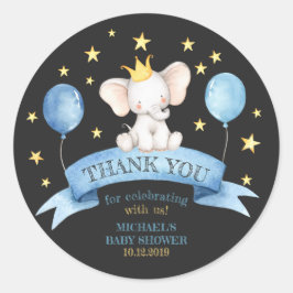 Pegatina Redonda elefante de bebé de tiza negra