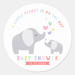 Pegatina Redonda Elefante de cacahuate pequeño BABY SHOWER Arco