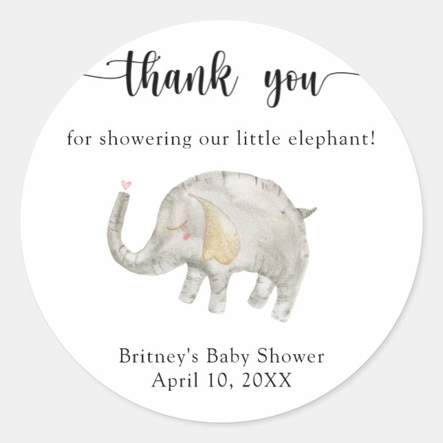 Pegatina Redonda elefante de globo acuático gracias (Anverso)