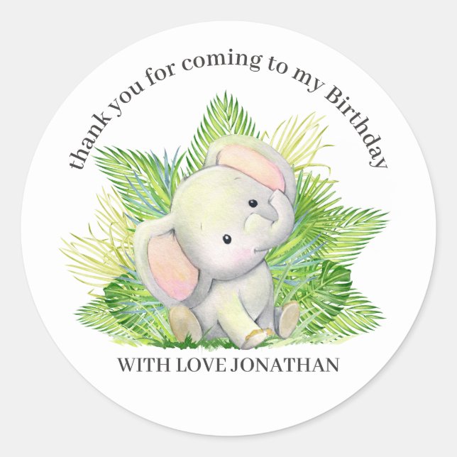 Pegatina Redonda Elefante de Safari (Anverso)