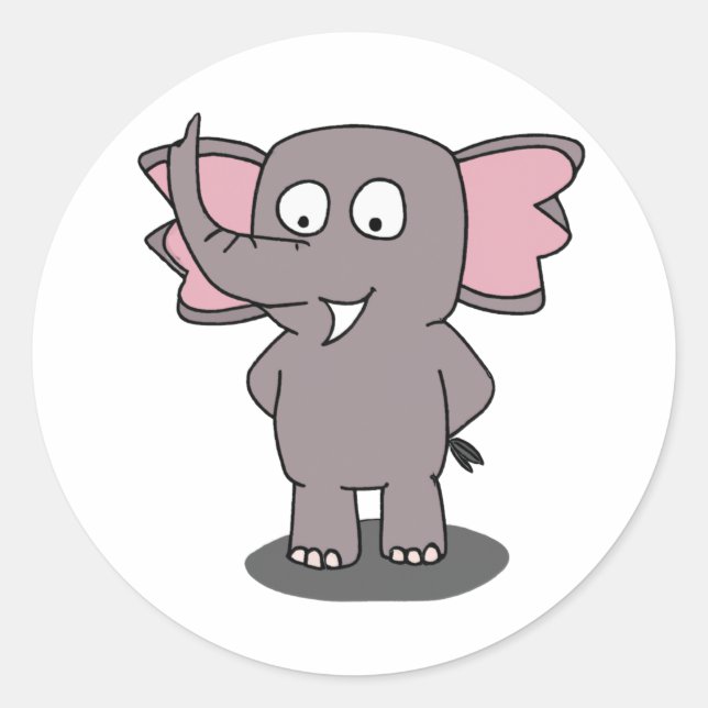 Pegatina Redonda Elefante del personaje de caricatura (Anverso)