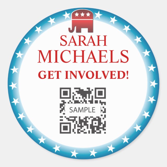 Pegatina Redonda Elefante del republicano de la plantilla del (Anverso)