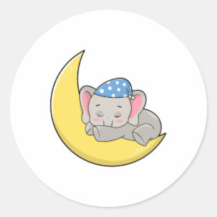 Pegatina Redonda Elefante durmiendo con máscara para dormir