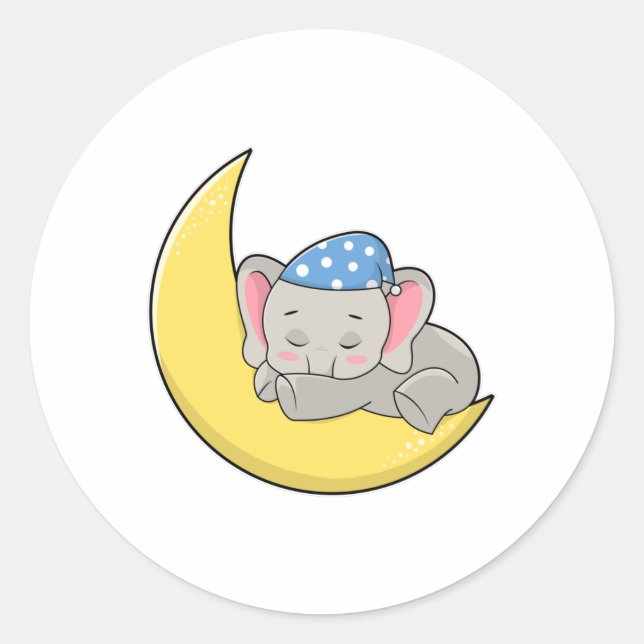 Pegatina Redonda Elefante durmiendo con máscara para dormir (Anverso)