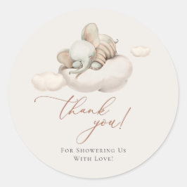 Pegatina Redonda Elefante Durmiente Género Neutral