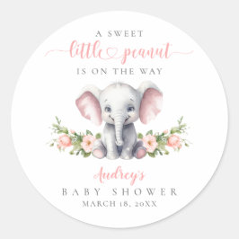 Pegatina Redonda Elefante floral rosa lindo niña ducha