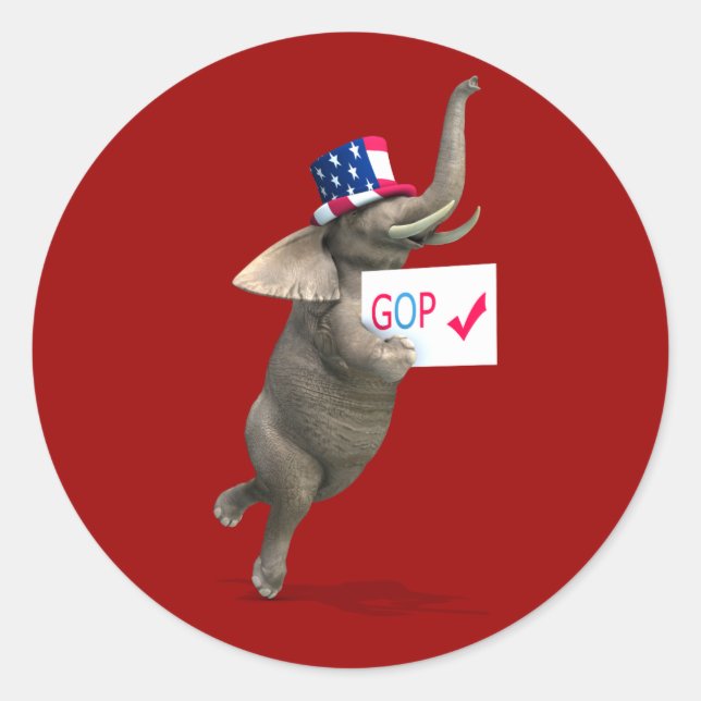Pegatina Redonda Elefante GOP (Anverso)