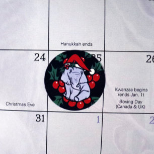 Pegatina Redonda Elefante navidad