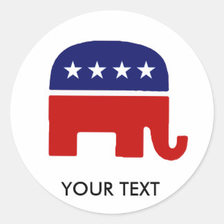 Pegatina Redonda Elefante Republicano / Elefante GOP