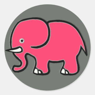 Pegatina Redonda elefante rosa