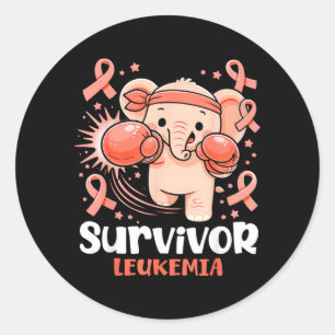 Pegatina Redonda Elefante Sobreviviente de Conciencia de Leucemia B