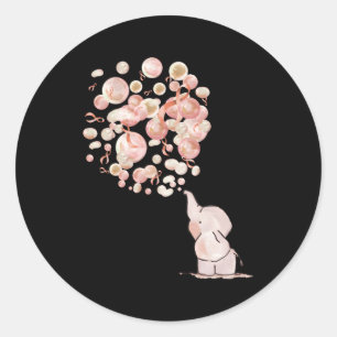 Pegatina Redonda Elefante sopla globos de durazno y cáncer uterino