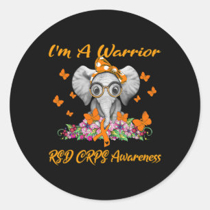 Pegatina Redonda Elefante Soy un guerrero Rsd Crps Conciencia