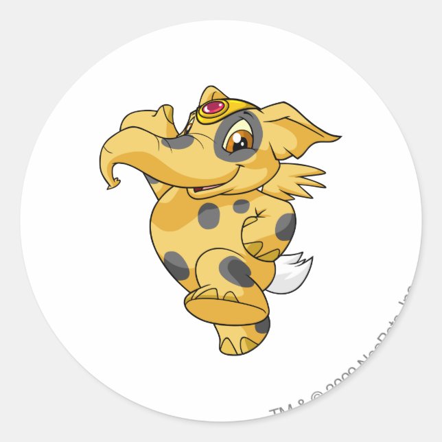 Pegatina Redonda Elefante visto (Anverso)