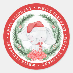 Pegatina Redonda Elefantes Blancos Navidades