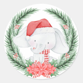 Pegatina Redonda Elefantes Blancos Navidades