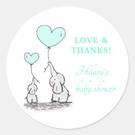 Pegatina Redonda Elefantes | Mint Balloons Baby Shower Gracias