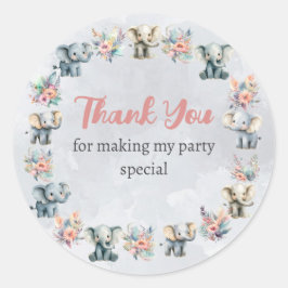 Pegatina Redonda Elefantes y flores de la jungla de Boho en Pegatin