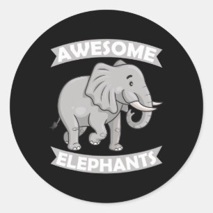 Pegatina Redonda Elefantes Zoo Circus Elephant Conservation
